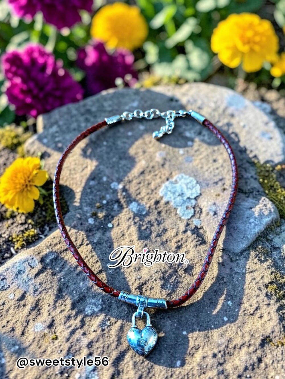 BRIGHTON "Morning Star" Crystal, Silver. And Leather Vintage Necklace.